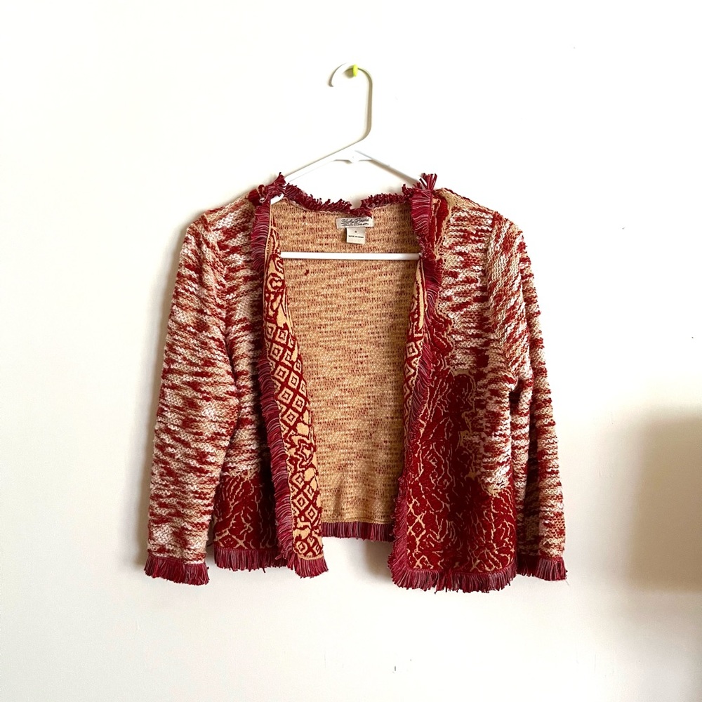 Lucky Brand Cropped Jacket Cardigan with Fringe